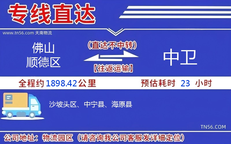 佛山顺德区到中卫物流公司 佛山顺德区到中卫物流公司