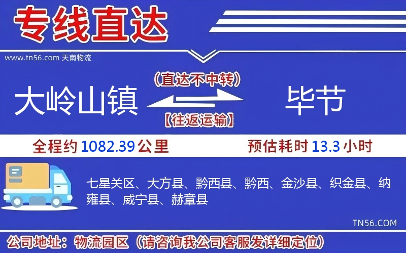 大岭山镇到毕节物流公司 大岭山镇到毕节物流公司