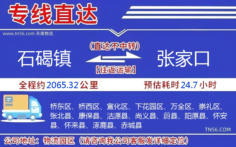 石碣镇到张家口物流公司