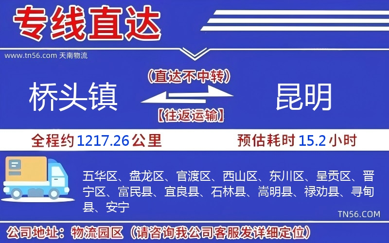 桥头镇到昆明物流公司 桥头镇到昆明物流公司