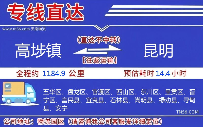 高埗镇到昆明物流公司