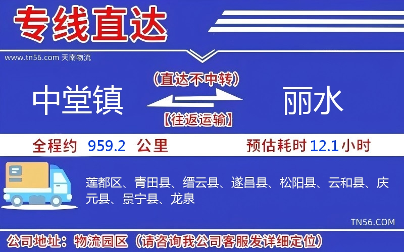 中堂镇到丽水物流公司