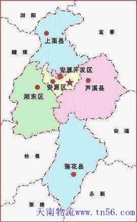 东莞到萍乡物流舆图