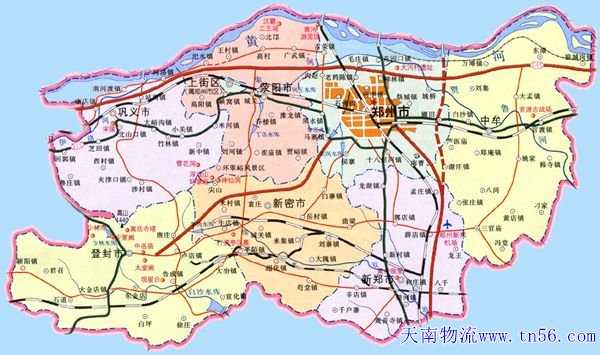 东莞到郑州市物流舆图